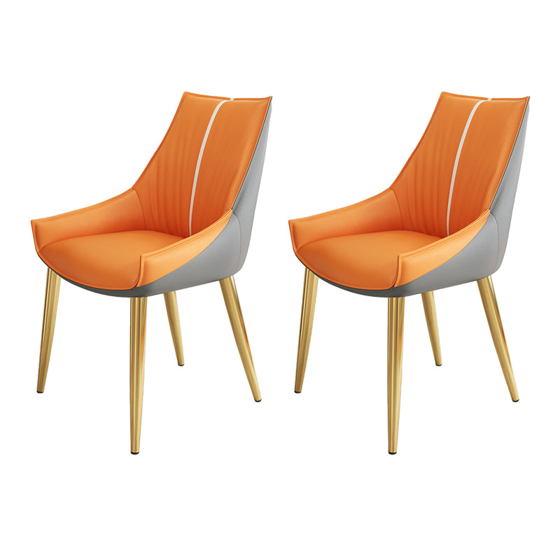 Glam Style Parsons Back Upholstered 4 Legs Home Use Dining Side Chair Grey Orange 2 Piece Set Brass Gold Clearhalo 'Dining Chairs' 'Dining Tables & Seating' 'dining_chair' 'furn' 'furn_dining_chair' 'Furniture' 'Kitchen & Dining Furniture' 7733918