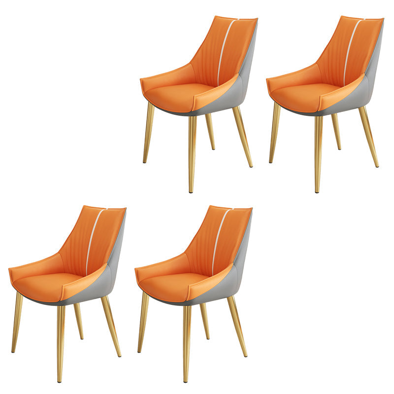 Glam Style Parsons Back Upholstered 4 Legs Home Use Dining Side Chair Grey Orange 4 Piece Set Brass Gold Clearhalo 'Dining Chairs' 'Dining Tables & Seating' 'dining_chair' 'furn' 'furn_dining_chair' 'Furniture' 'Kitchen & Dining Furniture' 7733919