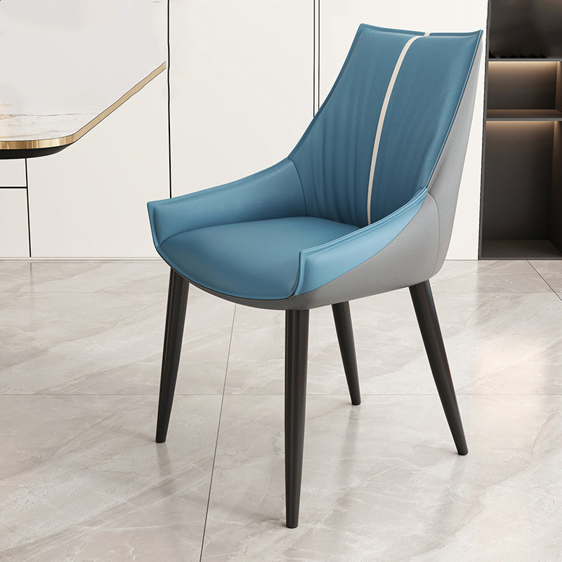 Glam Style Parsons Back Upholstered 4 Legs Home Use Dining Side Chair Blue 1 Piece Black Clearhalo 'Dining Chairs' 'Dining Tables & Seating' 'dining_chair' 'furn' 'furn_dining_chair' 'Furniture' 'Kitchen & Dining Furniture' 7733922