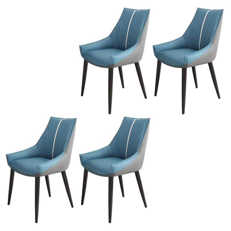 Glam Style Parsons Back Upholstered 4 Legs Home Use Dining Side Chair Blue 4 Piece Set Black Clearhalo 'Dining Chairs' 'Dining Tables & Seating' 'dining_chair' 'furn' 'furn_dining_chair' 'Furniture' 'Kitchen & Dining Furniture' 7733924