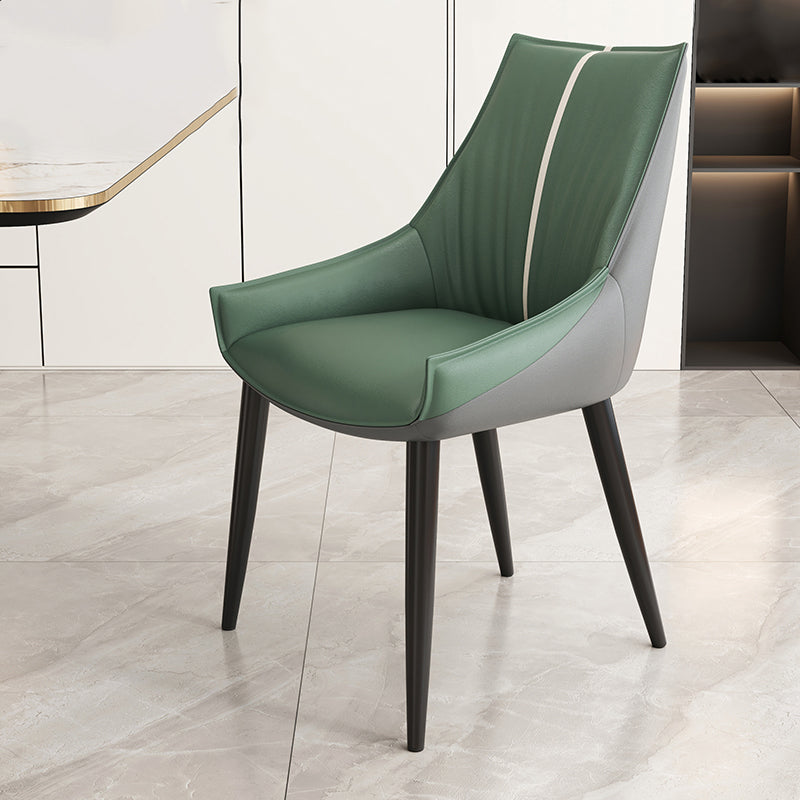 Glam Style Parsons Back Upholstered 4 Legs Home Use Dining Side Chair Green 1 Piece Black Clearhalo 'Dining Chairs' 'Dining Tables & Seating' 'dining_chair' 'furn' 'furn_dining_chair' 'Furniture' 'Kitchen & Dining Furniture' 7733932