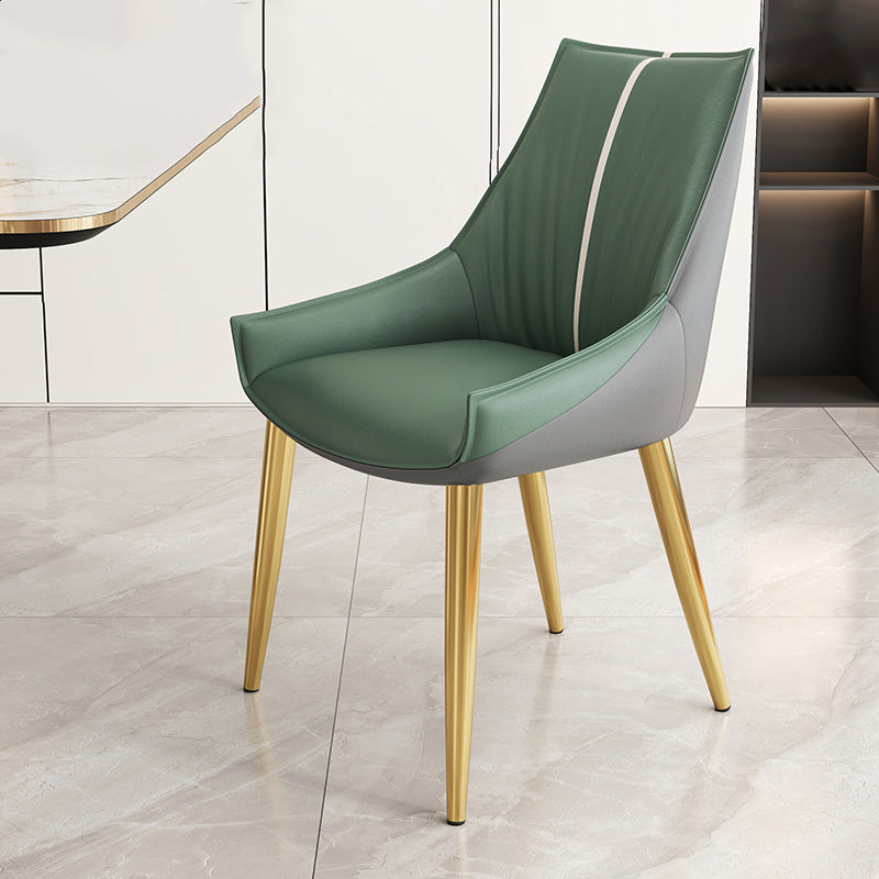 Glam Style Parsons Back Upholstered 4 Legs Home Use Dining Side Chair Green 1 Piece Brass Gold Clearhalo 'Dining Chairs' 'Dining Tables & Seating' 'dining_chair' 'furn' 'furn_dining_chair' 'Furniture' 'Kitchen & Dining Furniture' 7733937