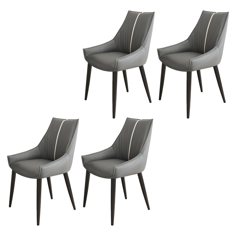 Glam Style Parsons Back Upholstered 4 Legs Home Use Dining Side Chair Dark Gray 4 Piece Set Black Clearhalo 'Dining Chairs' 'Dining Tables & Seating' 'dining_chair' 'furn' 'furn_dining_chair' 'Furniture' 'Kitchen & Dining Furniture' 7733944