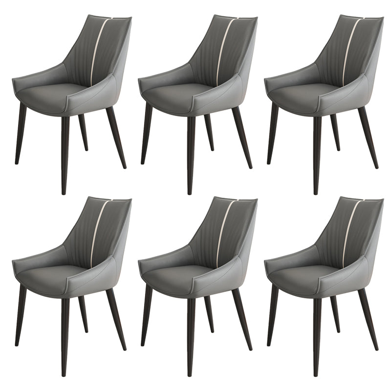 Glam Style Parsons Back Upholstered 4 Legs Home Use Dining Side Chair Dark Gray 6 Piece Set Black Clearhalo 'Dining Chairs' 'Dining Tables & Seating' 'dining_chair' 'furn' 'furn_dining_chair' 'Furniture' 'Kitchen & Dining Furniture' 7733945