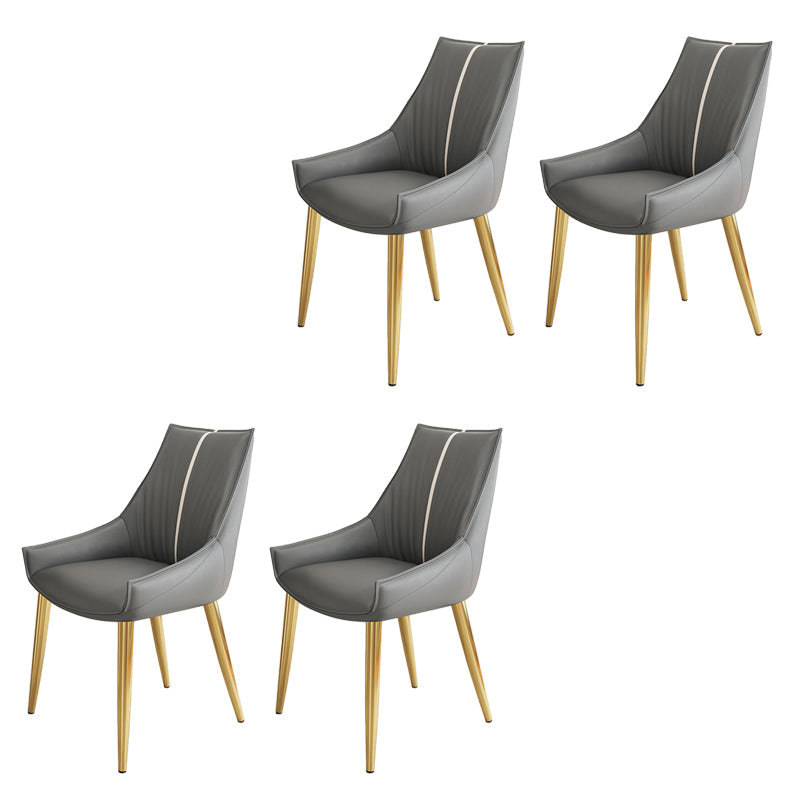 Glam Style Parsons Back Upholstered 4 Legs Home Use Dining Side Chair Dark Gray 4 Piece Set Brass Gold Clearhalo 'Dining Chairs' 'Dining Tables & Seating' 'dining_chair' 'furn' 'furn_dining_chair' 'Furniture' 'Kitchen & Dining Furniture' 7733949
