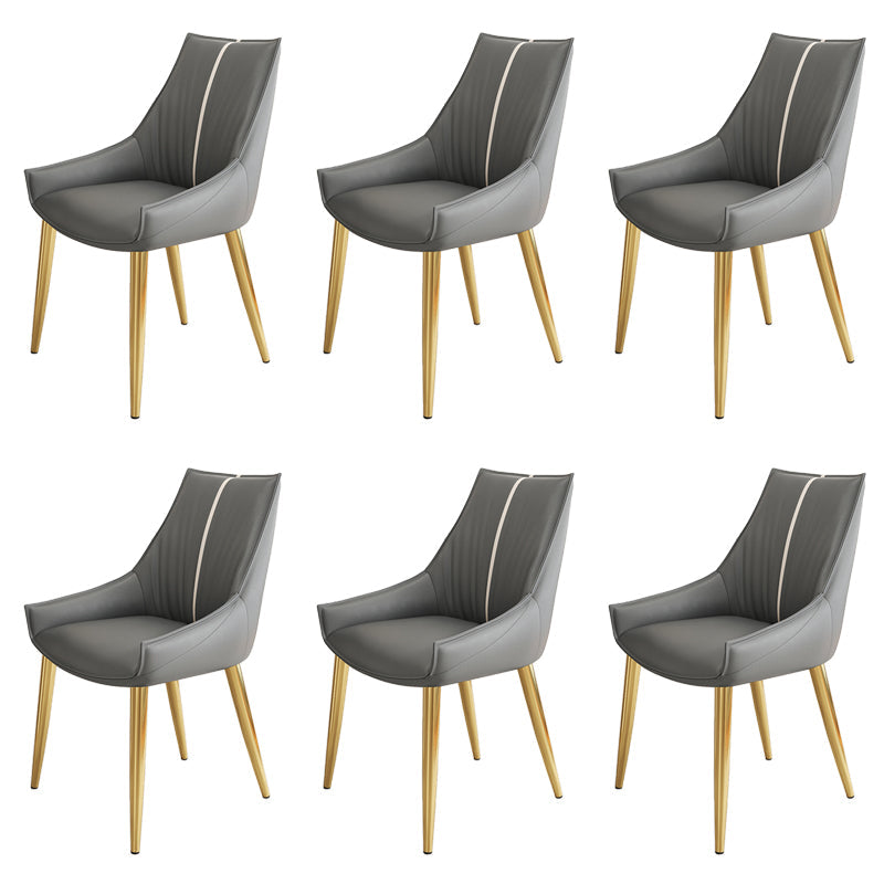 Glam Style Parsons Back Upholstered 4 Legs Home Use Dining Side Chair Dark Gray 6 Piece Set Brass Gold Clearhalo 'Dining Chairs' 'Dining Tables & Seating' 'dining_chair' 'furn' 'furn_dining_chair' 'Furniture' 'Kitchen & Dining Furniture' 7733950