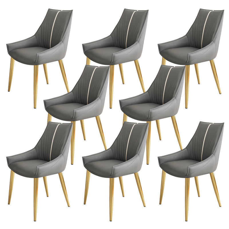 Glam Style Parsons Back Upholstered 4 Legs Home Use Dining Side Chair Dark Gray 8 Piece Set Brass Gold Clearhalo 'Dining Chairs' 'Dining Tables & Seating' 'dining_chair' 'furn' 'furn_dining_chair' 'Furniture' 'Kitchen & Dining Furniture' 7733951