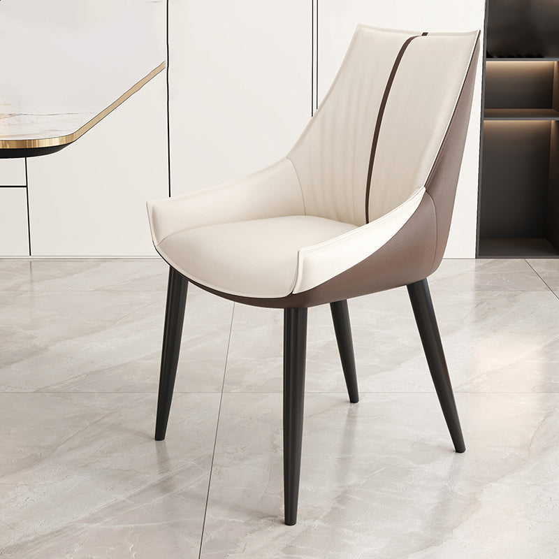 Glam Style Parsons Back Upholstered 4 Legs Home Use Dining Side Chair White-Brown 1 Piece Black Clearhalo 'Dining Chairs' 'Dining Tables & Seating' 'dining_chair' 'furn' 'furn_dining_chair' 'Furniture' 'Kitchen & Dining Furniture' 7733952