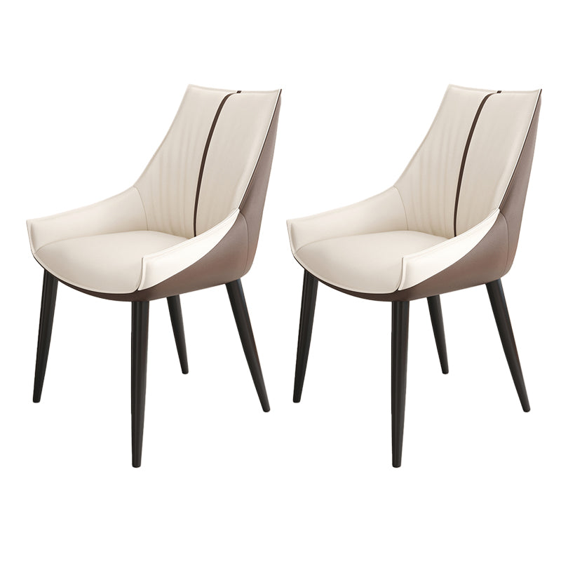 Glam Style Parsons Back Upholstered 4 Legs Home Use Dining Side Chair White-Brown 2 Piece Set Black Clearhalo 'Dining Chairs' 'Dining Tables & Seating' 'dining_chair' 'furn' 'furn_dining_chair' 'Furniture' 'Kitchen & Dining Furniture' 7733953
