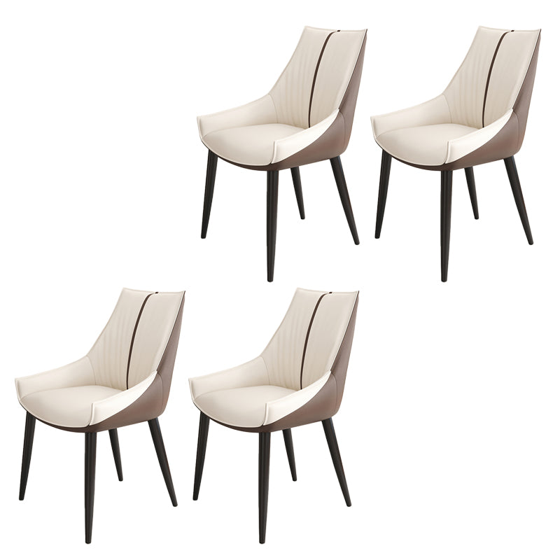 Glam Style Parsons Back Upholstered 4 Legs Home Use Dining Side Chair White-Brown 4 Piece Set Black Clearhalo 'Dining Chairs' 'Dining Tables & Seating' 'dining_chair' 'furn' 'furn_dining_chair' 'Furniture' 'Kitchen & Dining Furniture' 7733954