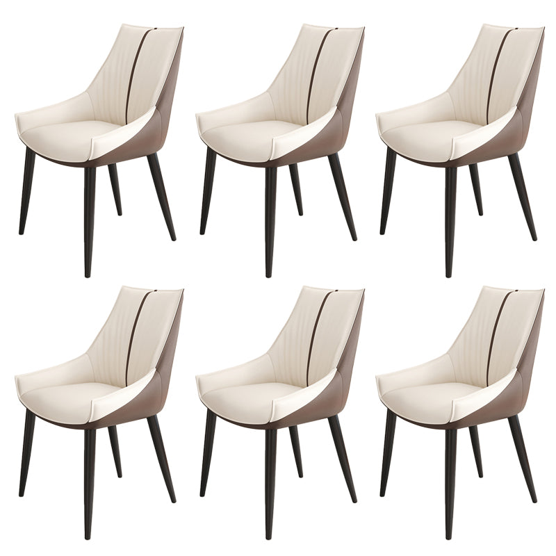 Glam Style Parsons Back Upholstered 4 Legs Home Use Dining Side Chair White-Brown 6 Piece Set Black Clearhalo 'Dining Chairs' 'Dining Tables & Seating' 'dining_chair' 'furn' 'furn_dining_chair' 'Furniture' 'Kitchen & Dining Furniture' 7733955