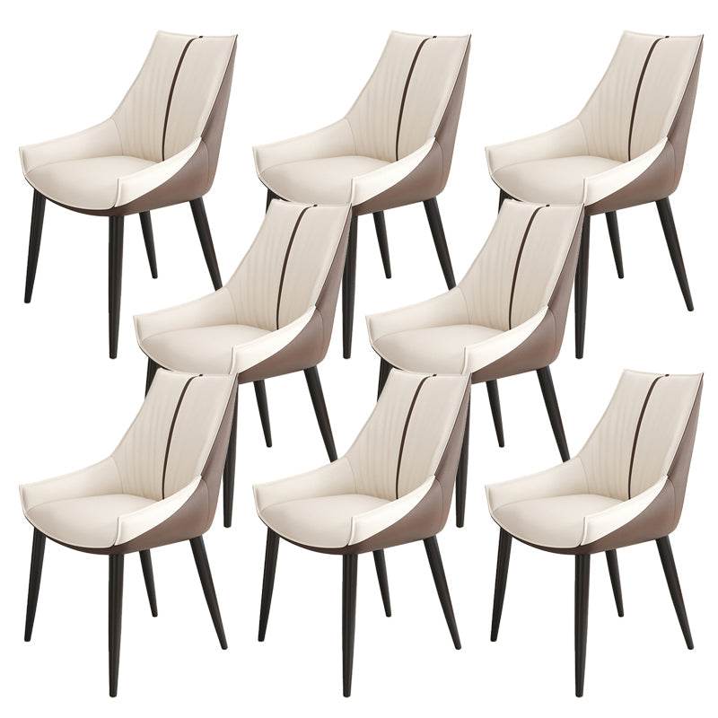 Glam Style Parsons Back Upholstered 4 Legs Home Use Dining Side Chair White-Brown 8 Piece Set Black Clearhalo 'Dining Chairs' 'Dining Tables & Seating' 'dining_chair' 'furn' 'furn_dining_chair' 'Furniture' 'Kitchen & Dining Furniture' 7733956