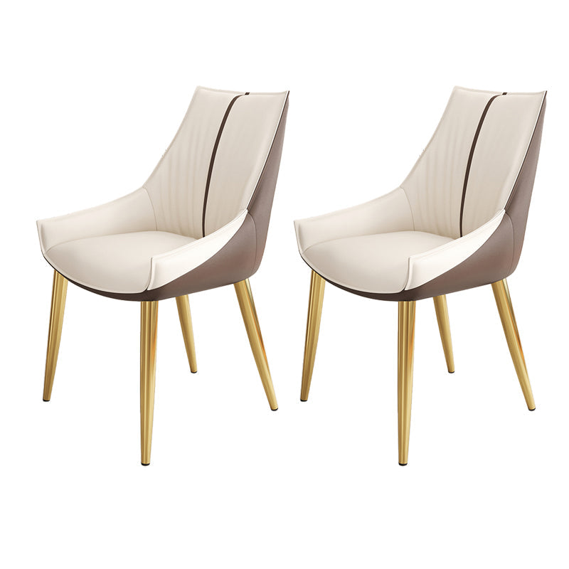 Glam Style Parsons Back Upholstered 4 Legs Home Use Dining Side Chair White-Brown 2 Piece Set Brass Gold Clearhalo 'Dining Chairs' 'Dining Tables & Seating' 'dining_chair' 'furn' 'furn_dining_chair' 'Furniture' 'Kitchen & Dining Furniture' 7733958