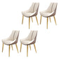 Glam Style Parsons Back Upholstered 4 Legs Home Use Dining Side Chair White-Brown 4 Piece Set Brass Gold Clearhalo 'Dining Chairs' 'Dining Tables & Seating' 'dining_chair' 'furn' 'furn_dining_chair' 'Furniture' 'Kitchen & Dining Furniture' 7733959