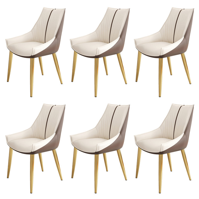 Glam Style Parsons Back Upholstered 4 Legs Home Use Dining Side Chair White-Brown 6 Piece Set Brass Gold Clearhalo 'Dining Chairs' 'Dining Tables & Seating' 'dining_chair' 'furn' 'furn_dining_chair' 'Furniture' 'Kitchen & Dining Furniture' 7733960