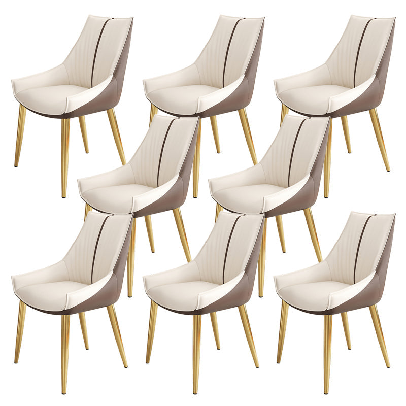Glam Style Parsons Back Upholstered 4 Legs Home Use Dining Side Chair White-Brown 8 Piece Set Brass Gold Clearhalo 'Dining Chairs' 'Dining Tables & Seating' 'dining_chair' 'furn' 'furn_dining_chair' 'Furniture' 'Kitchen & Dining Furniture' 7733961