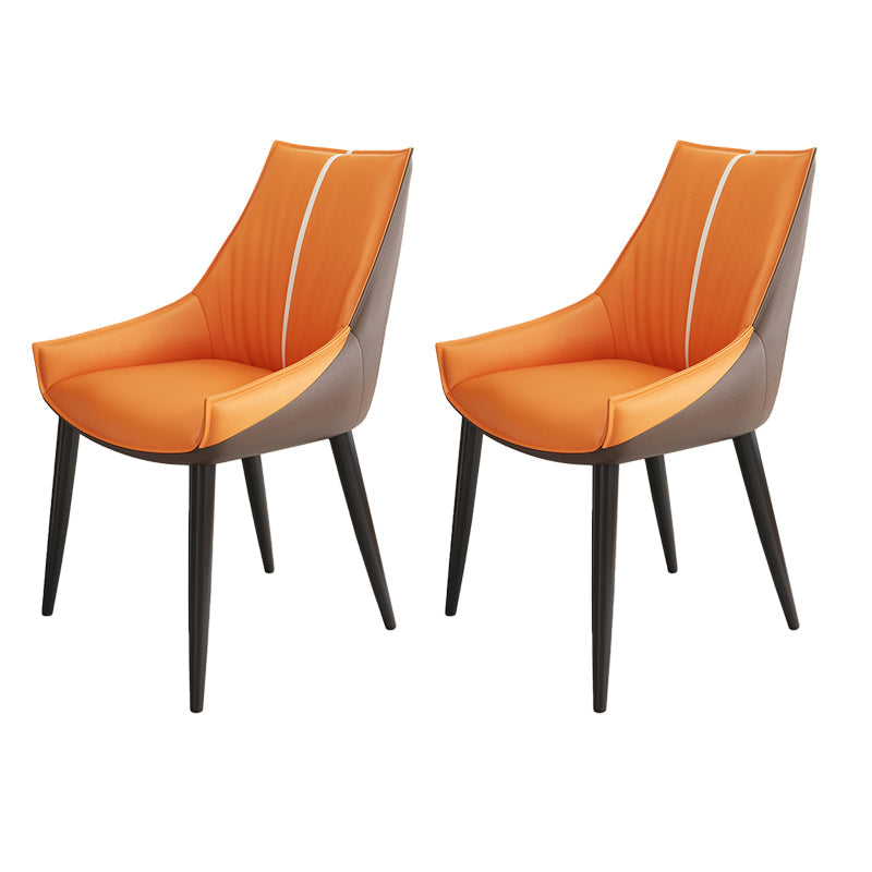 Glam Style Parsons Back Upholstered 4 Legs Home Use Dining Side Chair Orange Brown 2 Piece Set Black Clearhalo 'Dining Chairs' 'Dining Tables & Seating' 'dining_chair' 'furn' 'furn_dining_chair' 'Furniture' 'Kitchen & Dining Furniture' 7733963