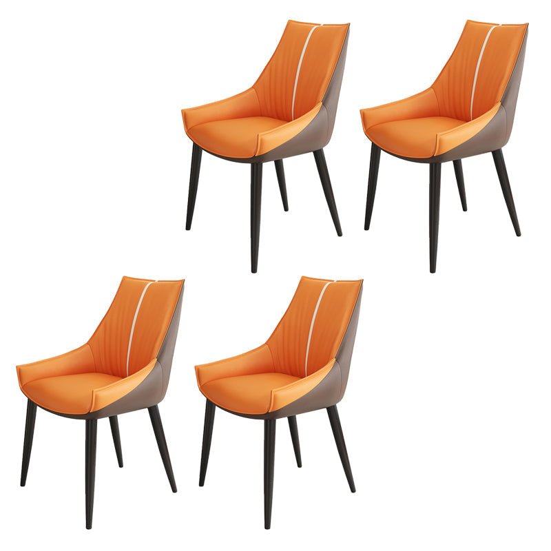 Glam Style Parsons Back Upholstered 4 Legs Home Use Dining Side Chair Orange Brown 4 Piece Set Black Clearhalo 'Dining Chairs' 'Dining Tables & Seating' 'dining_chair' 'furn' 'furn_dining_chair' 'Furniture' 'Kitchen & Dining Furniture' 7733964