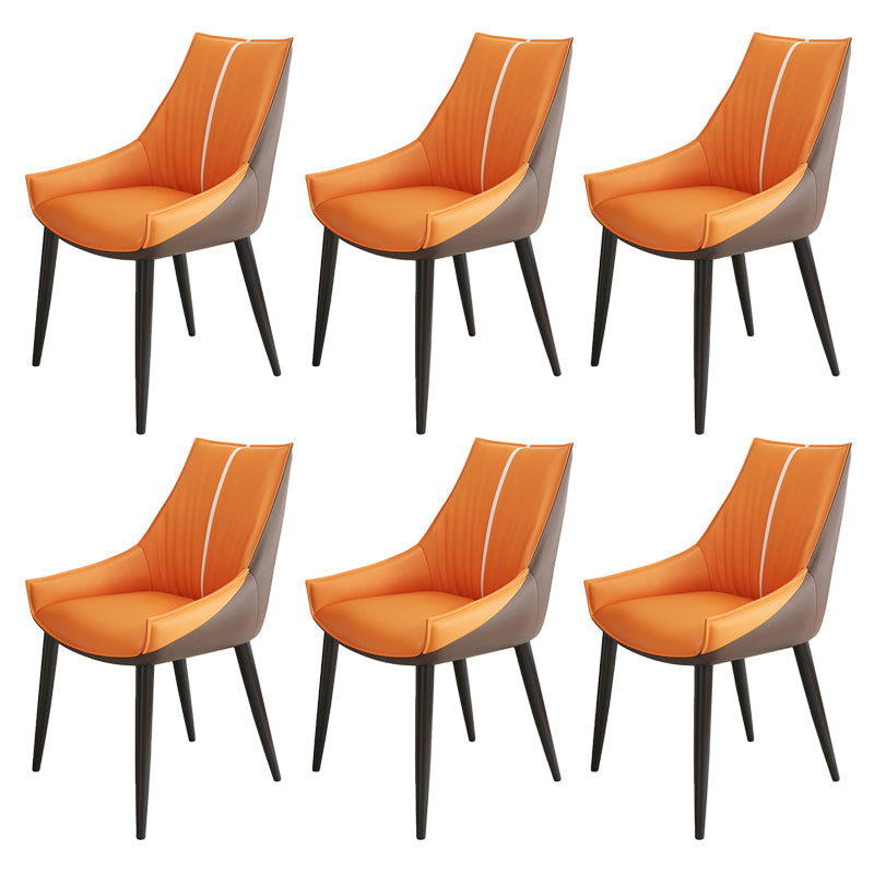 Glam Style Parsons Back Upholstered 4 Legs Home Use Dining Side Chair Orange Brown 6 Piece Set Black Clearhalo 'Dining Chairs' 'Dining Tables & Seating' 'dining_chair' 'furn' 'furn_dining_chair' 'Furniture' 'Kitchen & Dining Furniture' 7733965
