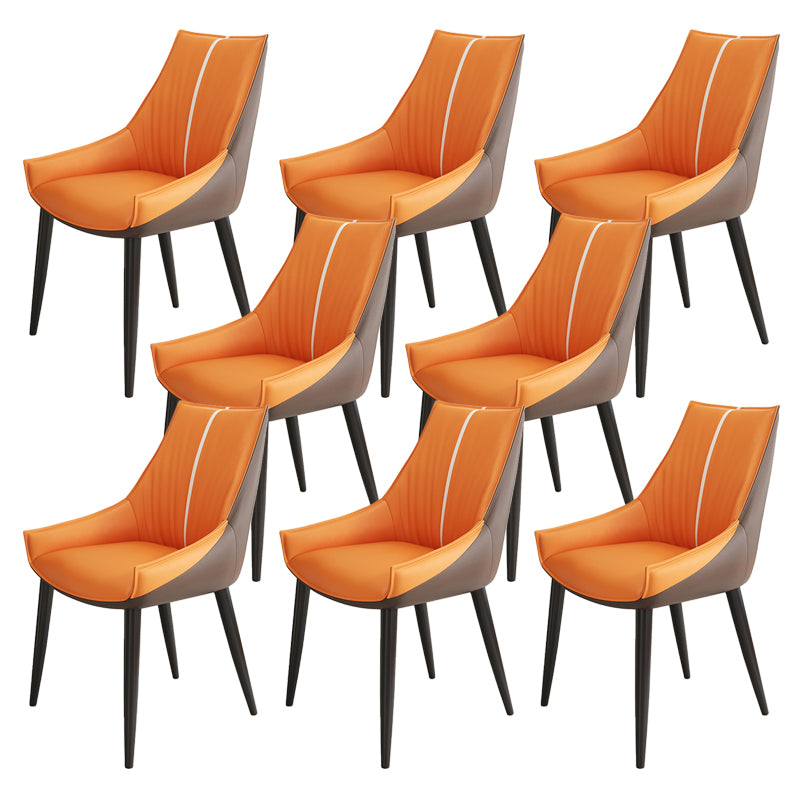 Glam Style Parsons Back Upholstered 4 Legs Home Use Dining Side Chair Orange Brown 8 Piece Set Black Clearhalo 'Dining Chairs' 'Dining Tables & Seating' 'dining_chair' 'furn' 'furn_dining_chair' 'Furniture' 'Kitchen & Dining Furniture' 7733966