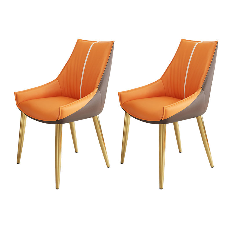 Glam Style Parsons Back Upholstered 4 Legs Home Use Dining Side Chair Orange Brown 2 Piece Set Brass Gold Clearhalo 'Dining Chairs' 'Dining Tables & Seating' 'dining_chair' 'furn' 'furn_dining_chair' 'Furniture' 'Kitchen & Dining Furniture' 7733968