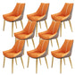 Glam Style Parsons Back Upholstered 4 Legs Home Use Dining Side Chair Orange Brown 8 Piece Set Brass Gold Clearhalo 'Dining Chairs' 'Dining Tables & Seating' 'dining_chair' 'furn' 'furn_dining_chair' 'Furniture' 'Kitchen & Dining Furniture' 7733971