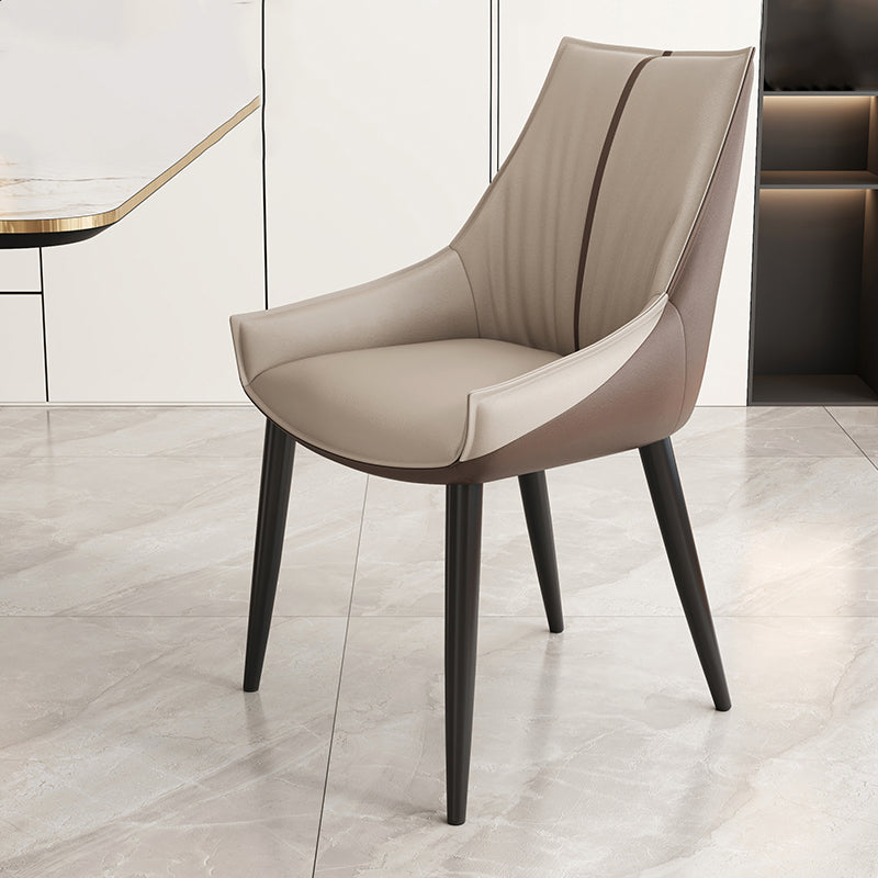 Glam Style Parsons Back Upholstered 4 Legs Home Use Dining Side Chair Gray-Brown 1 Piece Black Clearhalo 'Dining Chairs' 'Dining Tables & Seating' 'dining_chair' 'furn' 'furn_dining_chair' 'Furniture' 'Kitchen & Dining Furniture' 7733972