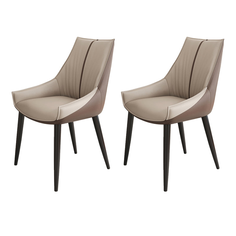Glam Style Parsons Back Upholstered 4 Legs Home Use Dining Side Chair Gray-Brown 2 Piece Set Black Clearhalo 'Dining Chairs' 'Dining Tables & Seating' 'dining_chair' 'furn' 'furn_dining_chair' 'Furniture' 'Kitchen & Dining Furniture' 7733973