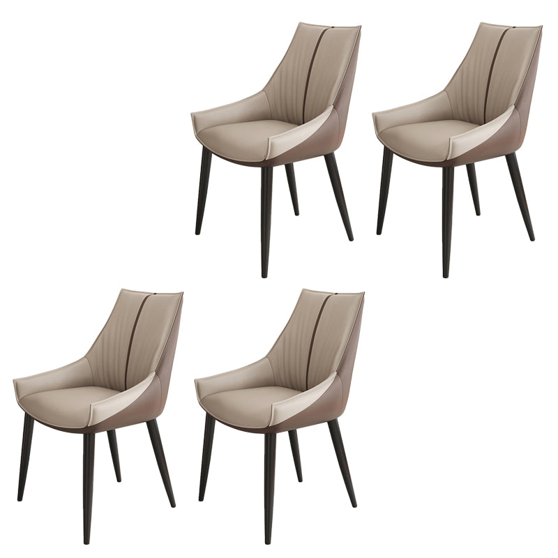 Glam Style Parsons Back Upholstered 4 Legs Home Use Dining Side Chair Gray-Brown 4 Piece Set Black Clearhalo 'Dining Chairs' 'Dining Tables & Seating' 'dining_chair' 'furn' 'furn_dining_chair' 'Furniture' 'Kitchen & Dining Furniture' 7733974