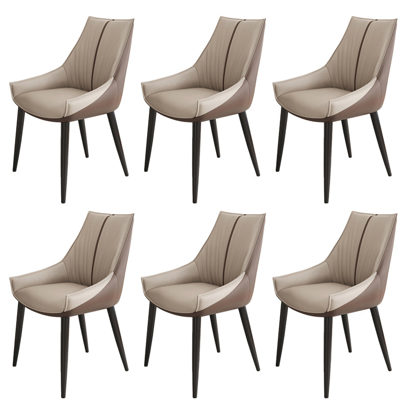 Glam Style Parsons Back Upholstered 4 Legs Home Use Dining Side Chair Gray-Brown 6 Piece Set Black Clearhalo 'Dining Chairs' 'Dining Tables & Seating' 'dining_chair' 'furn' 'furn_dining_chair' 'Furniture' 'Kitchen & Dining Furniture' 7733975