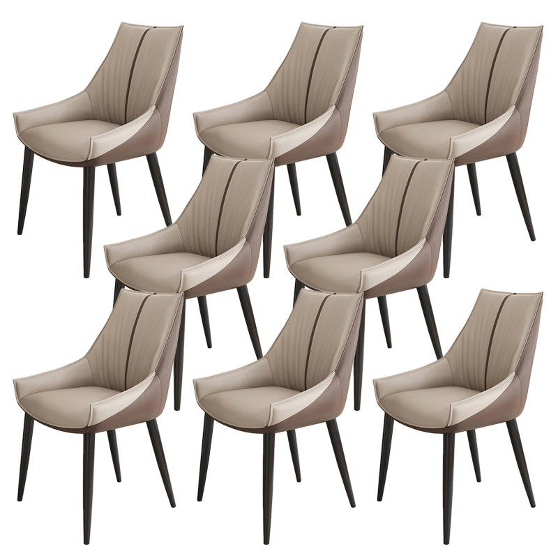 Glam Style Parsons Back Upholstered 4 Legs Home Use Dining Side Chair Gray-Brown 8 Piece Set Black Clearhalo 'Dining Chairs' 'Dining Tables & Seating' 'dining_chair' 'furn' 'furn_dining_chair' 'Furniture' 'Kitchen & Dining Furniture' 7733976