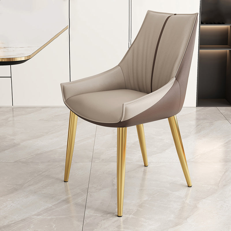 Glam Style Parsons Back Upholstered 4 Legs Home Use Dining Side Chair Gray-Brown 1 Piece Brass Gold Clearhalo 'Dining Chairs' 'Dining Tables & Seating' 'dining_chair' 'furn' 'furn_dining_chair' 'Furniture' 'Kitchen & Dining Furniture' 7733977