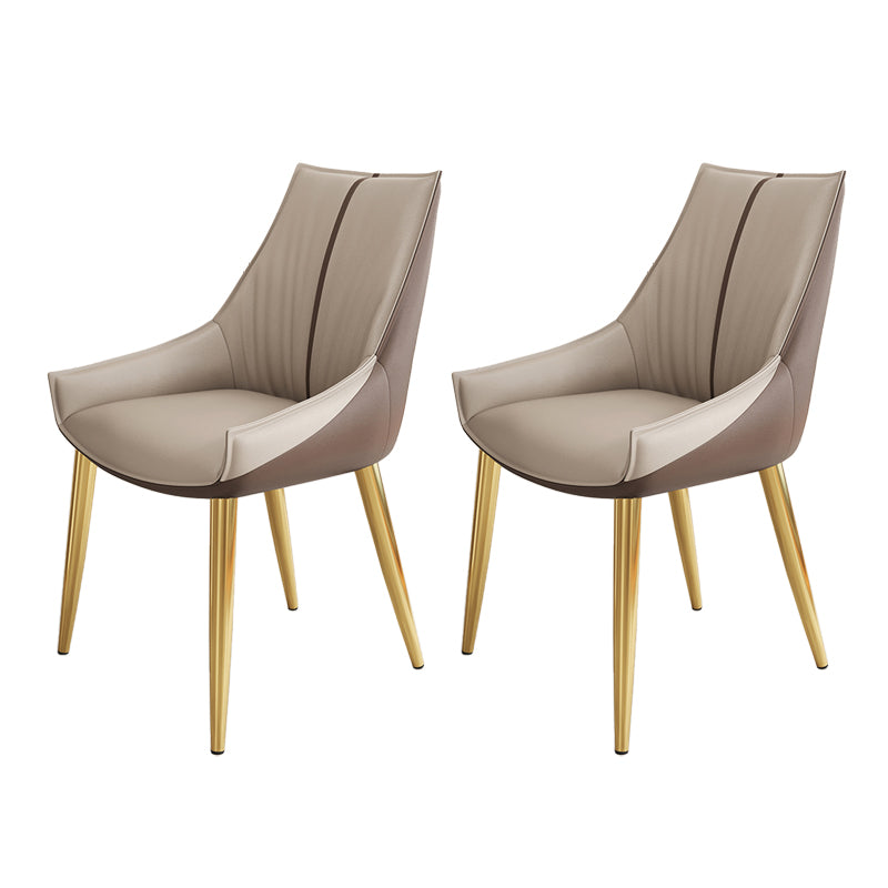 Glam Style Parsons Back Upholstered 4 Legs Home Use Dining Side Chair Gray-Brown 2 Piece Set Brass Gold Clearhalo 'Dining Chairs' 'Dining Tables & Seating' 'dining_chair' 'furn' 'furn_dining_chair' 'Furniture' 'Kitchen & Dining Furniture' 7733978