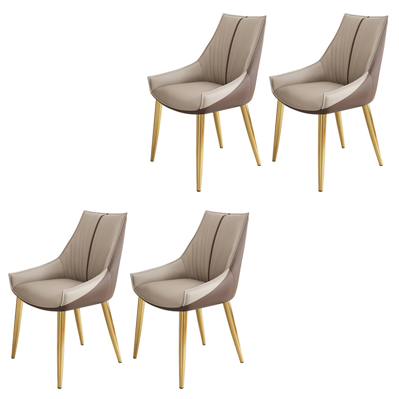 Glam Style Parsons Back Upholstered 4 Legs Home Use Dining Side Chair Gray-Brown 4 Piece Set Brass Gold Clearhalo 'Dining Chairs' 'Dining Tables & Seating' 'dining_chair' 'furn' 'furn_dining_chair' 'Furniture' 'Kitchen & Dining Furniture' 7733979