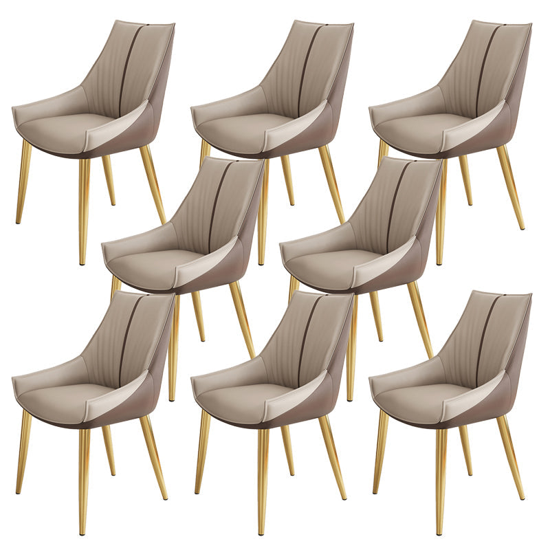 Glam Style Parsons Back Upholstered 4 Legs Home Use Dining Side Chair Gray-Brown 8 Piece Set Brass Gold Clearhalo 'Dining Chairs' 'Dining Tables & Seating' 'dining_chair' 'furn' 'furn_dining_chair' 'Furniture' 'Kitchen & Dining Furniture' 7733981