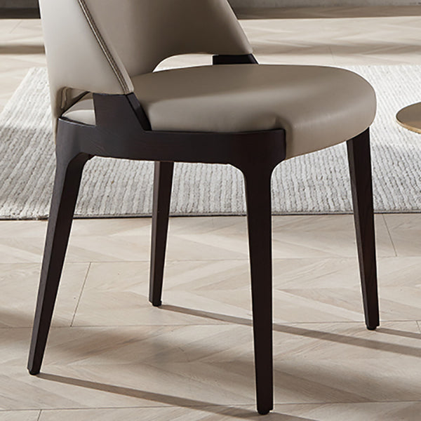 Sedia da pranzo in legno in pelle in pelle moderna per sala da pranzo