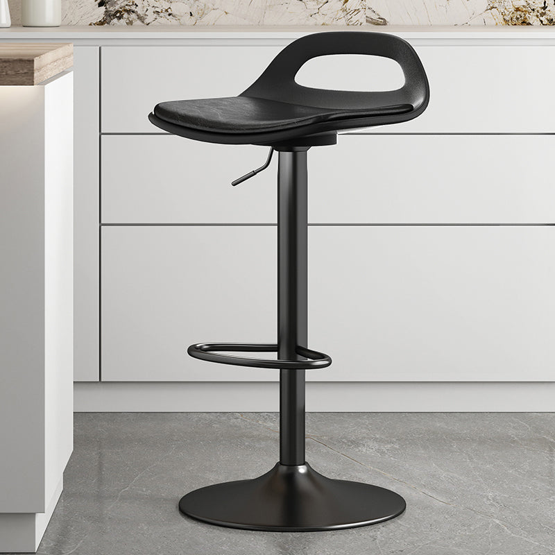 Modern Adjustable Height Swivel Low Back Bar Stools with Metal Base