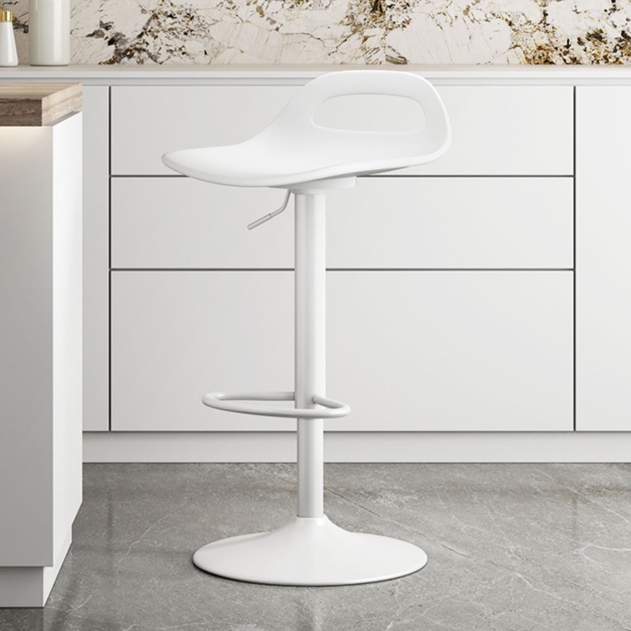 Modern Adjustable Height Swivel Low Back Bar Stools with Metal Base