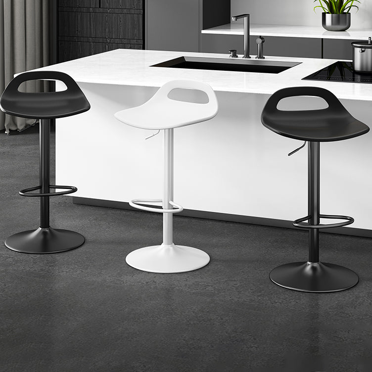 Modern Adjustable Height Swivel Low Back Bar Stools with Metal Base