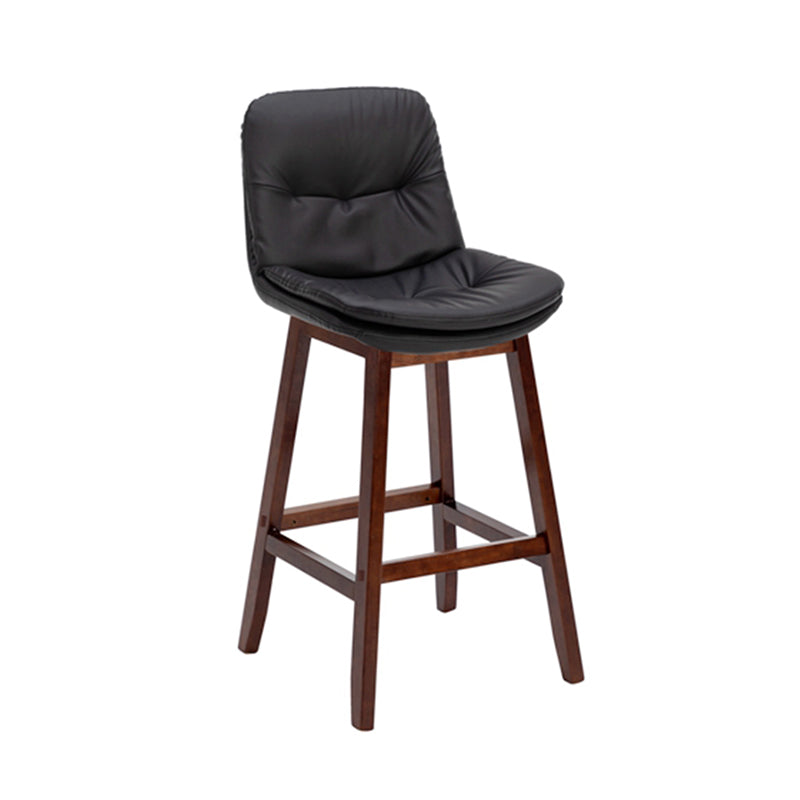 Pignes en bois massif contemporain tabourets de comptoir en faux cuir avec repose-pieds