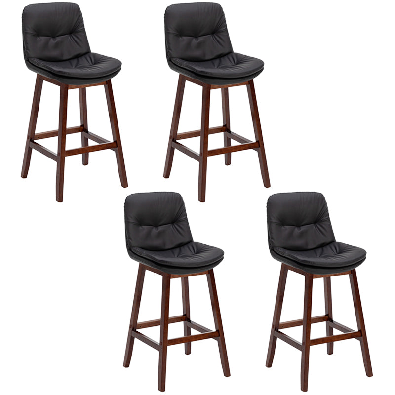 Pignes en bois massif contemporain tabourets de comptoir en faux cuir avec repose-pieds
