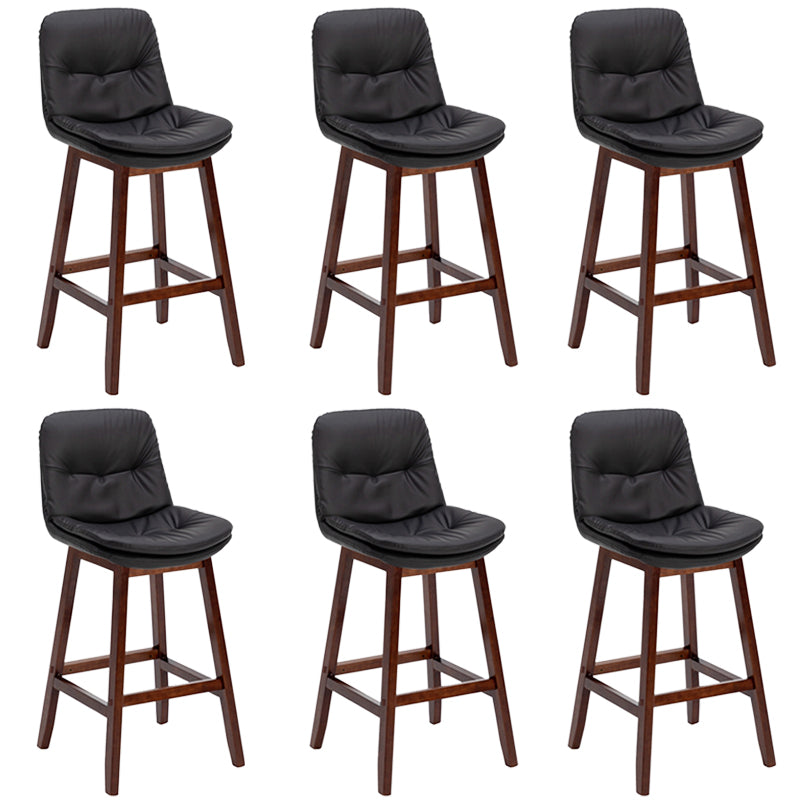 Pignes en bois massif contemporain tabourets de comptoir en faux cuir avec repose-pieds