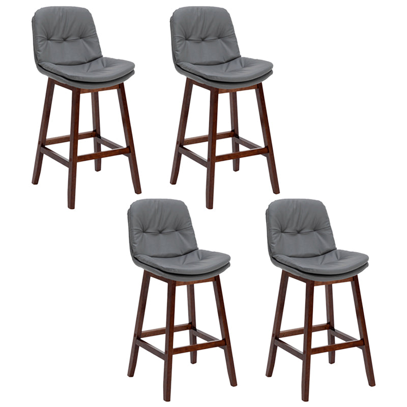 Pignes en bois massif contemporain tabourets de comptoir en faux cuir avec repose-pieds