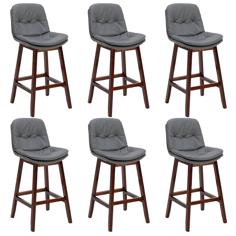 Pignes en bois massif contemporain tabourets de comptoir en faux cuir avec repose-pieds