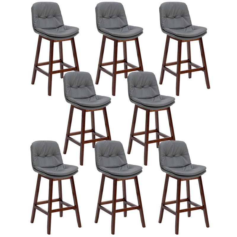 Pignes en bois massif contemporain tabourets de comptoir en faux cuir avec repose-pieds