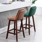 Pignes en bois massif contemporain tabourets de comptoir en faux cuir avec repose-pieds