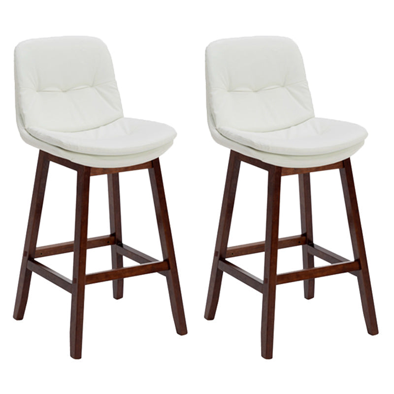Pignes en bois massif contemporain tabourets de comptoir en faux cuir avec repose-pieds
