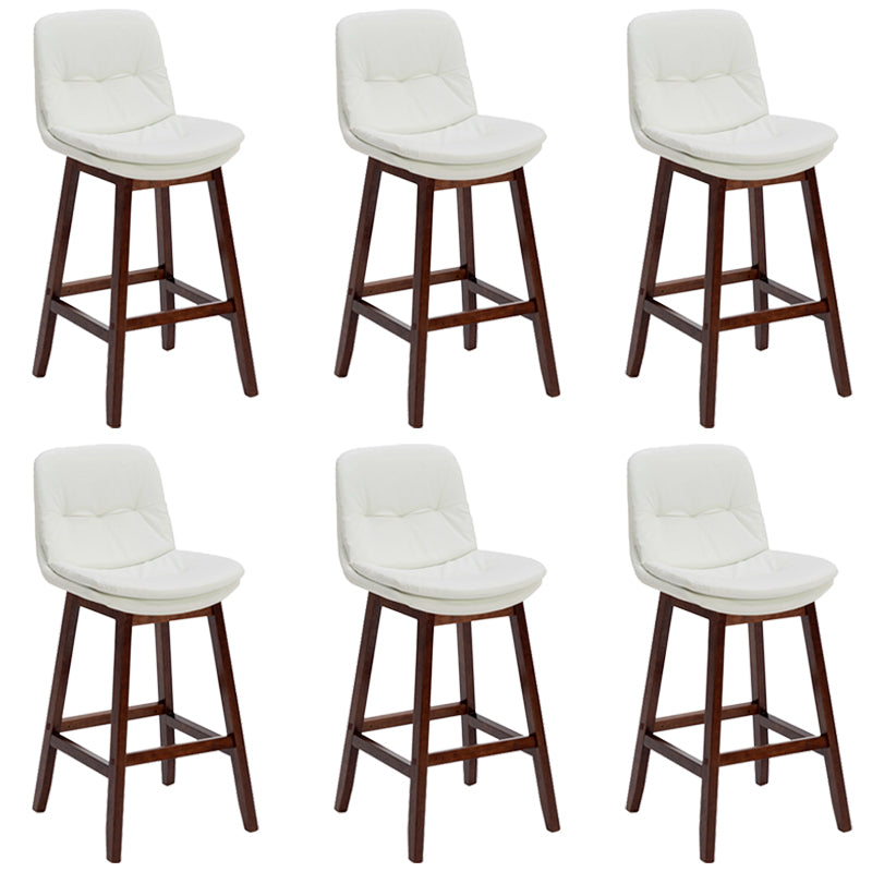 Pignes en bois massif contemporain tabourets de comptoir en faux cuir avec repose-pieds