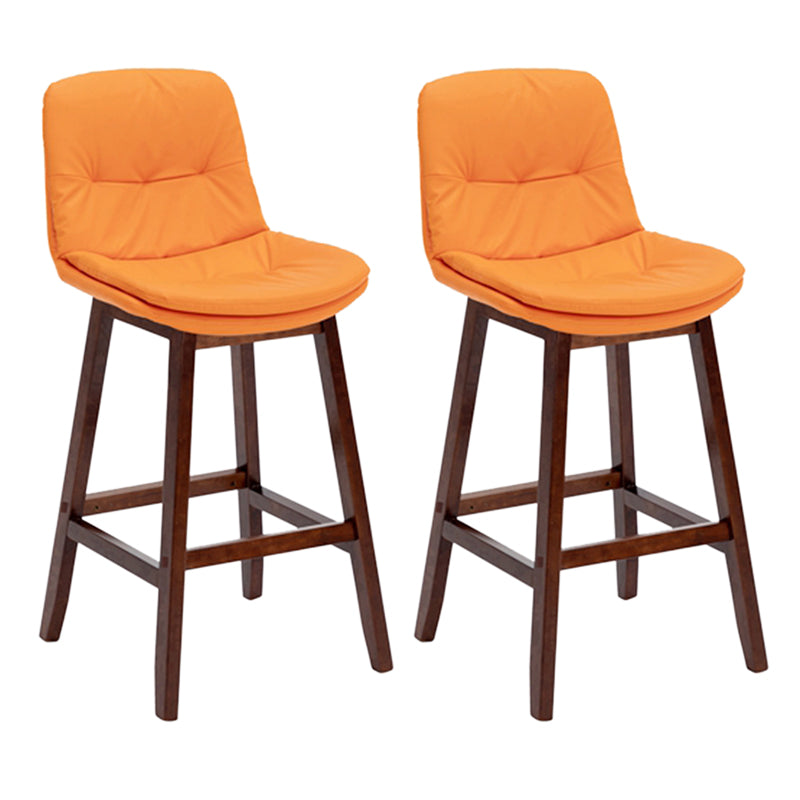 Pignes en bois massif contemporain tabourets de comptoir en faux cuir avec repose-pieds