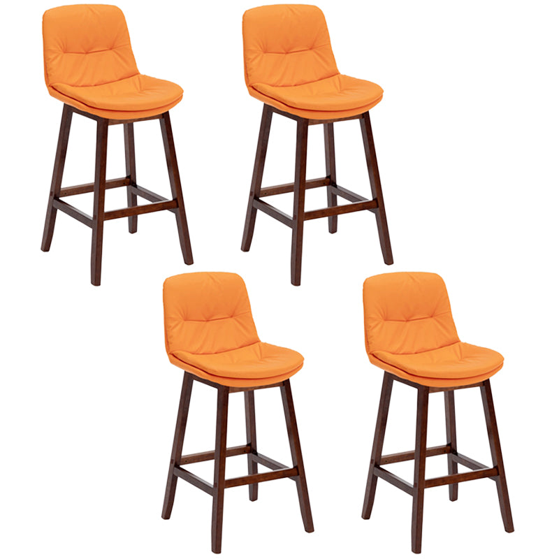 Pignes en bois massif contemporain tabourets de comptoir en faux cuir avec repose-pieds